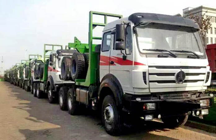 Eksport 10 sztuk beiben 2538 drewnianych ciężarówek do transportu do Brazzaville w Kongo